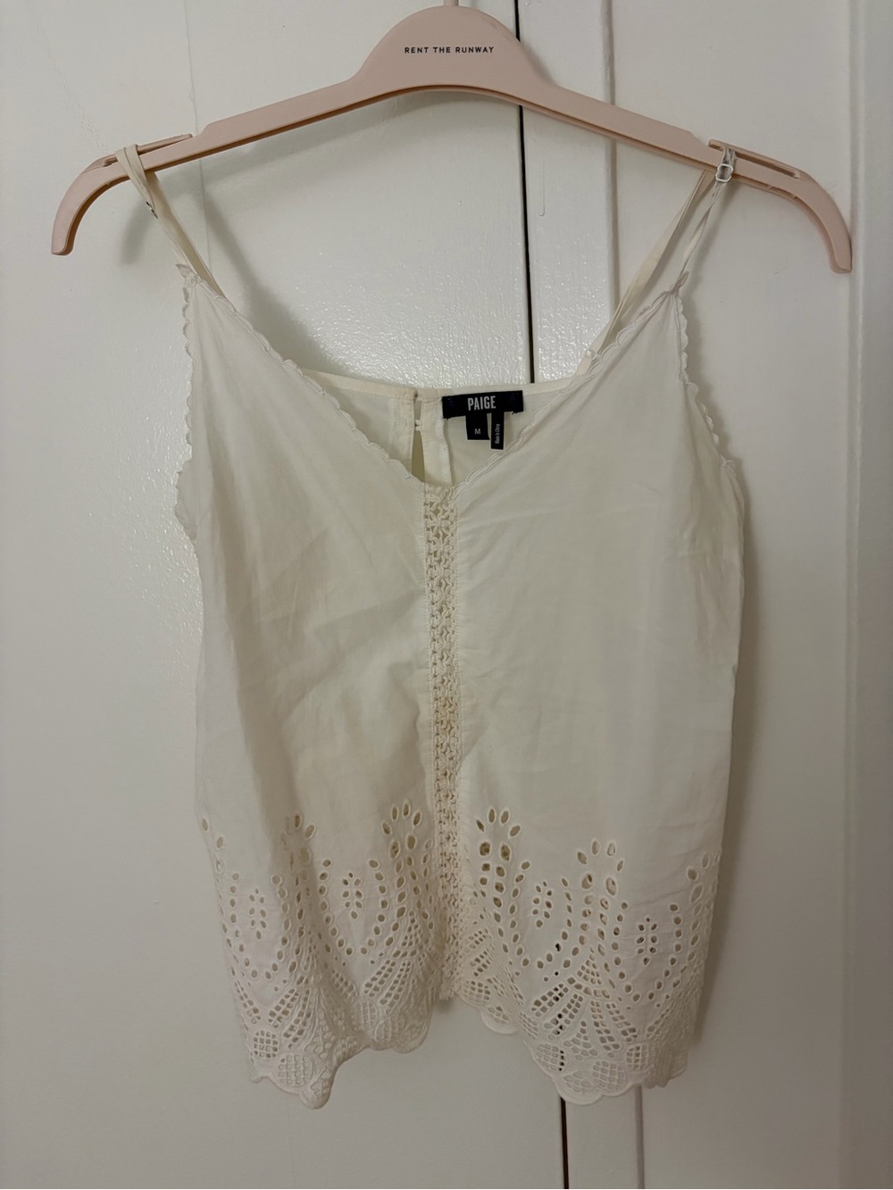 PAIGE Cream Eyelet Trim Spaghetti Strap Cami